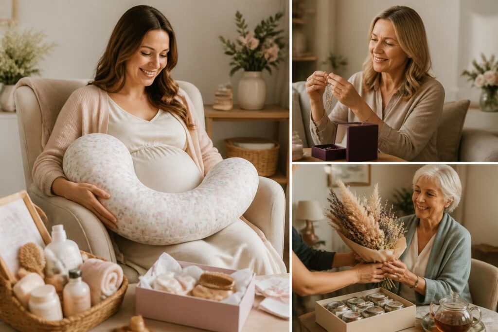 découvrez des cadeaux originaux pour femme de 30 à 70 ans, y compris des idées spéciales pour les femmes enceintes, afin de faire plaisir avec créativité et attention.