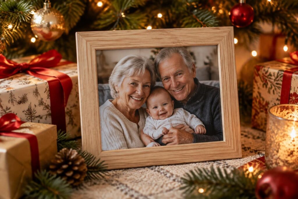 offrez un cadeau de noël personnalisé avec photo pour bébé et ses grands-parents : une attention unique et pleine d’émotion à partager en famille.