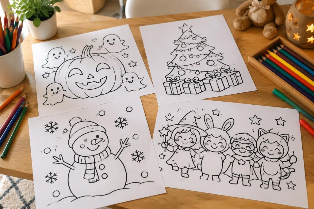 découvrez des dessins à colorier gratuits pour enfants : halloween, noël et leurs personnages préférés à imprimer et à colorier.